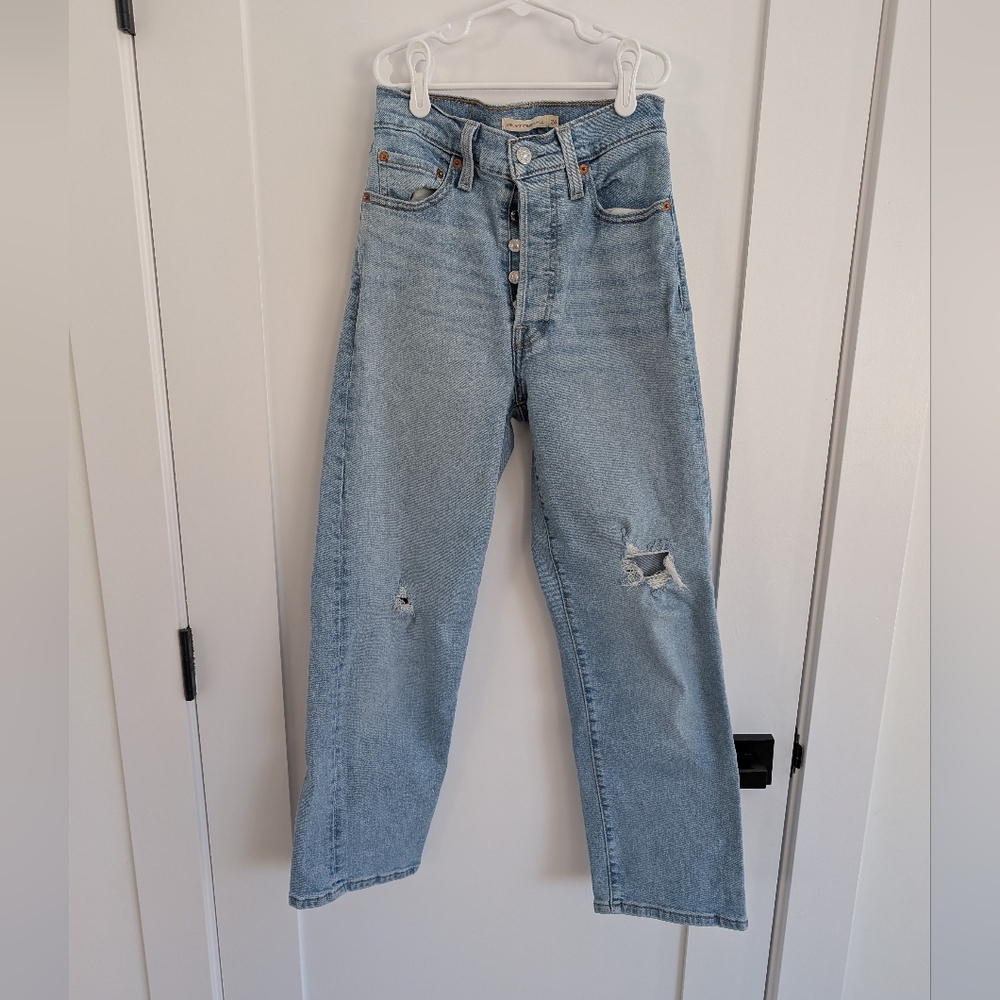 Levis Ribcage Straight Ankle Blue Jeans - Size 24 - Picture 2 of 7